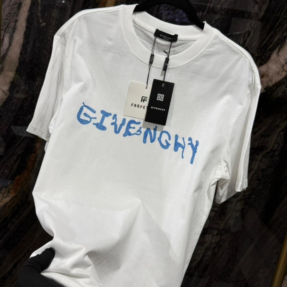 Givenchy White Tee with Blue Graphic